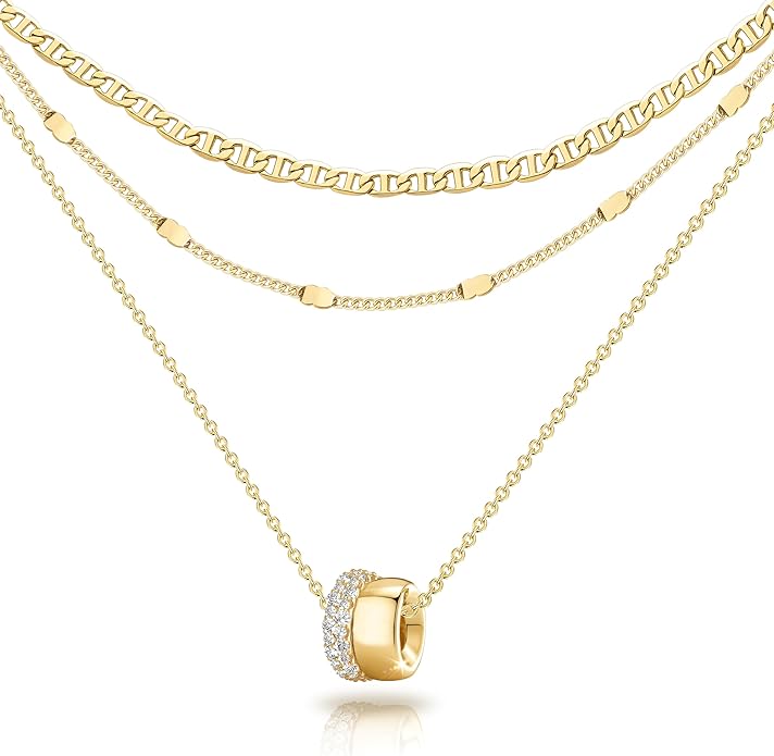 Layered Rondelle Pendant Necklaces