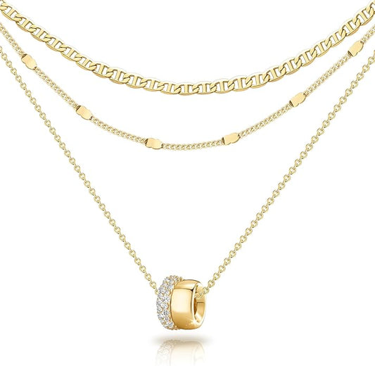 Layered Rondelle Pendant Necklaces