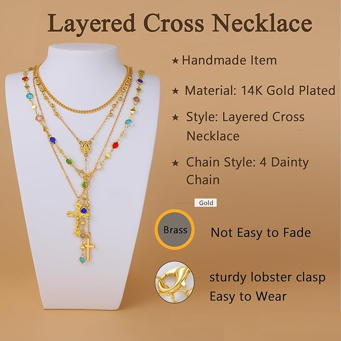 Layered Gold Cross Necklaces