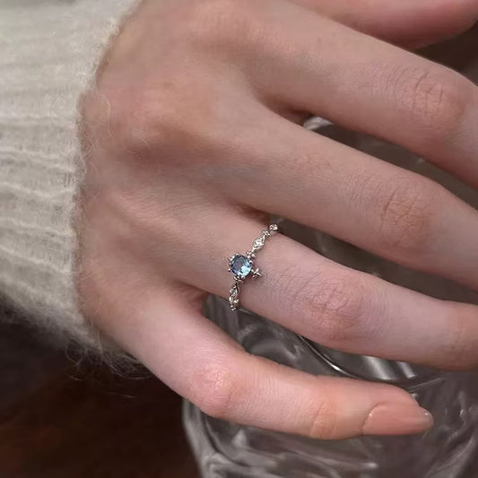 Natural Blue Crystal Ring