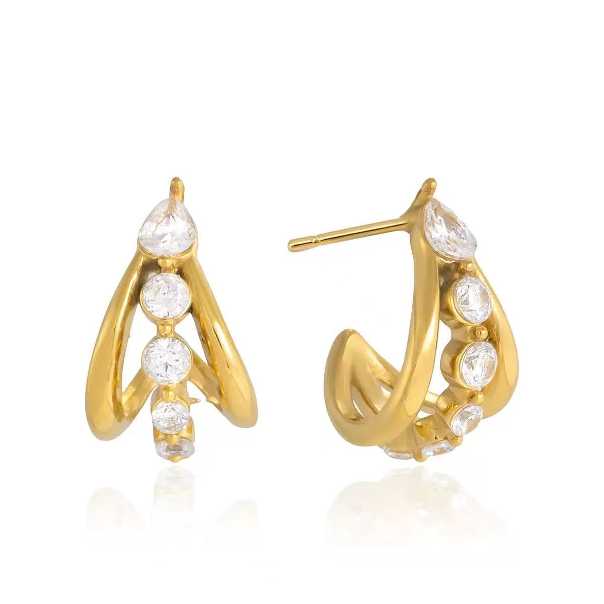 Three Layer Zircon Earring