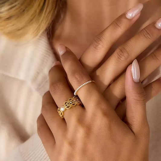 Half Eternity Pearl Ring