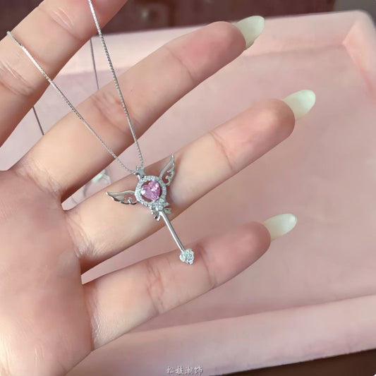 Winged Heart Magic Wand Necklace