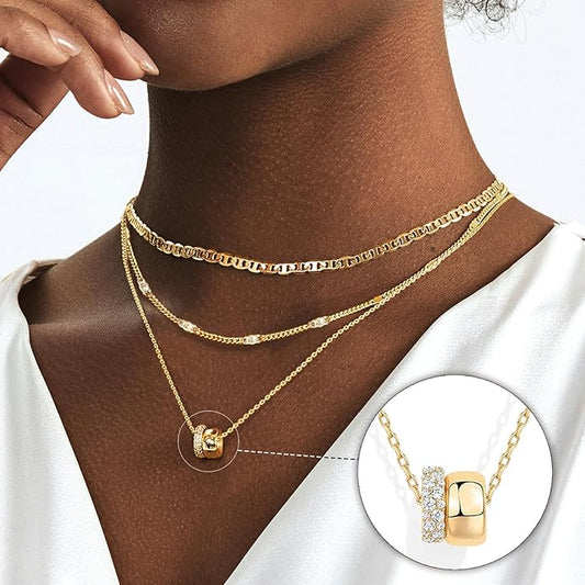 Layered Rondelle Pendant Necklaces