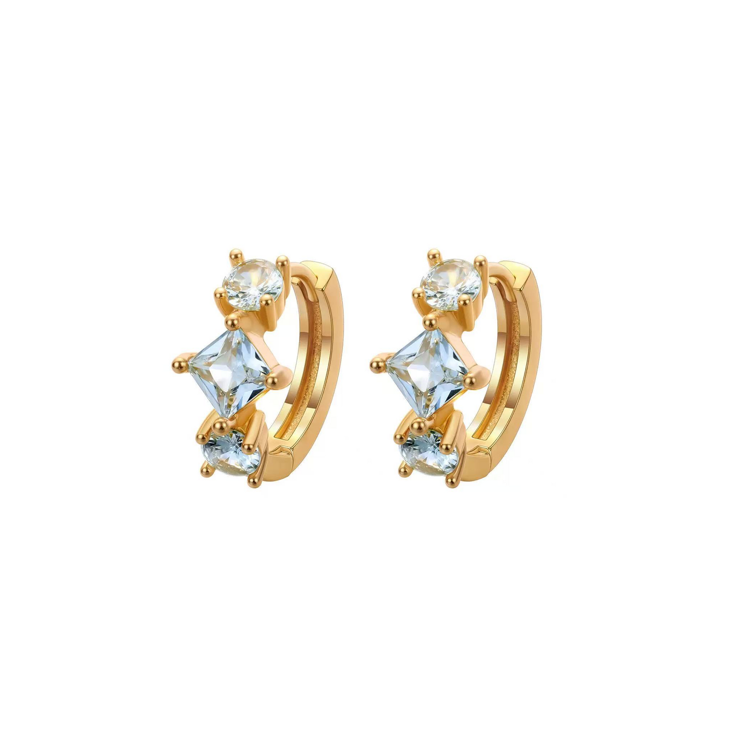 Aquamarine Huggie Hoops