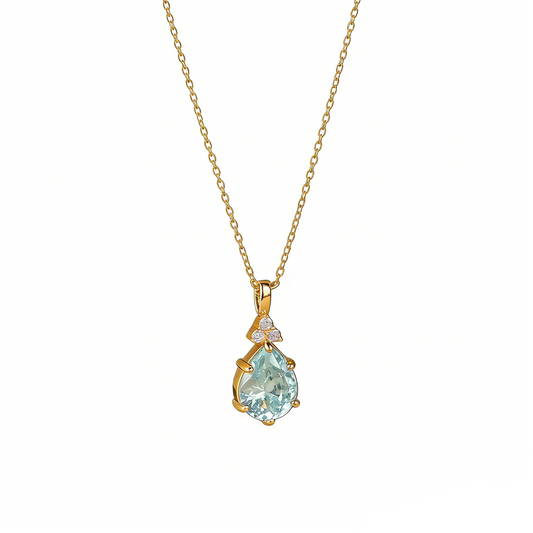 Aquamarine Blue CZ Earring Necklace