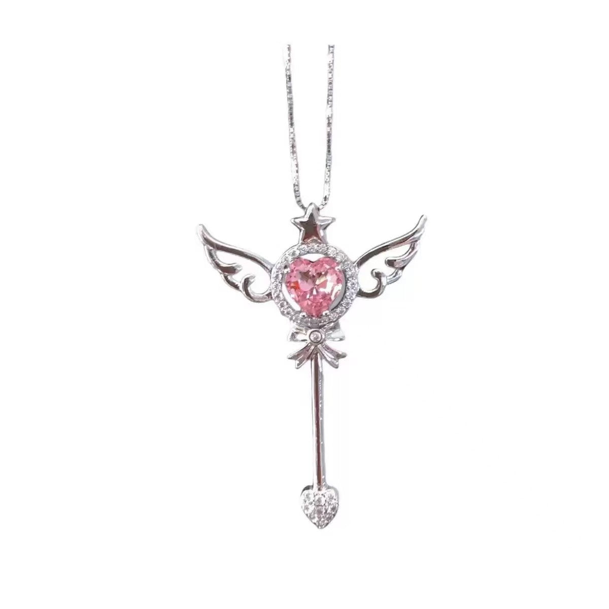 Winged Heart Magic Wand Necklace