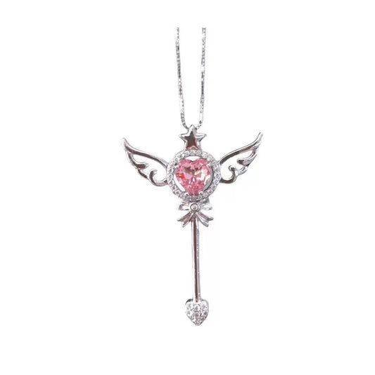 Winged Heart Magic Wand Necklace