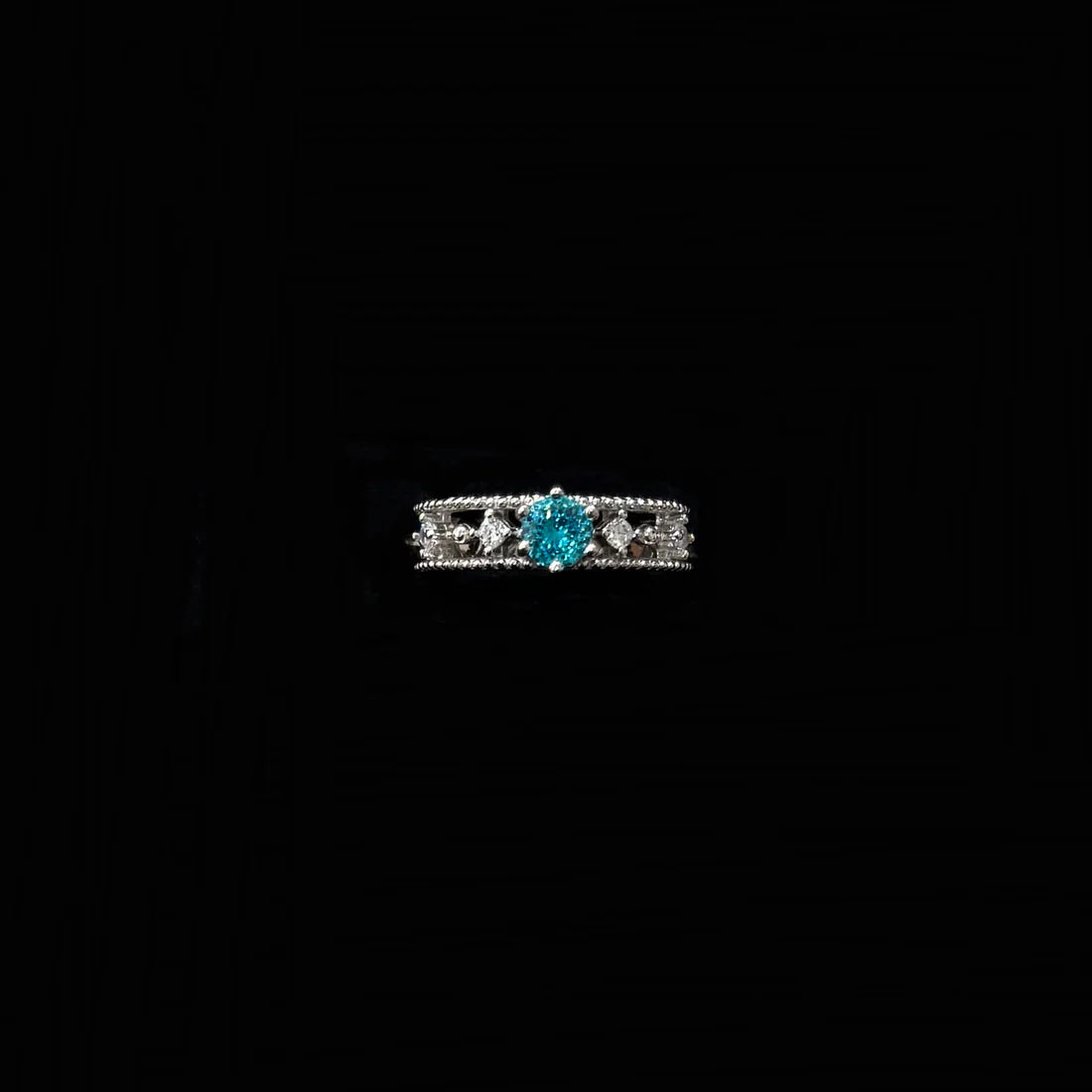Blue Fireworks cut ring