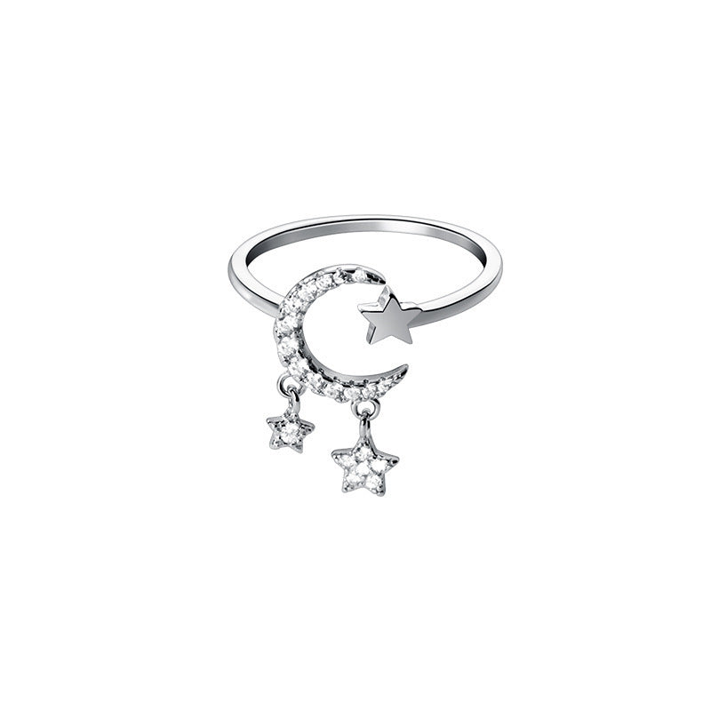 Crescent Star Drop Ring