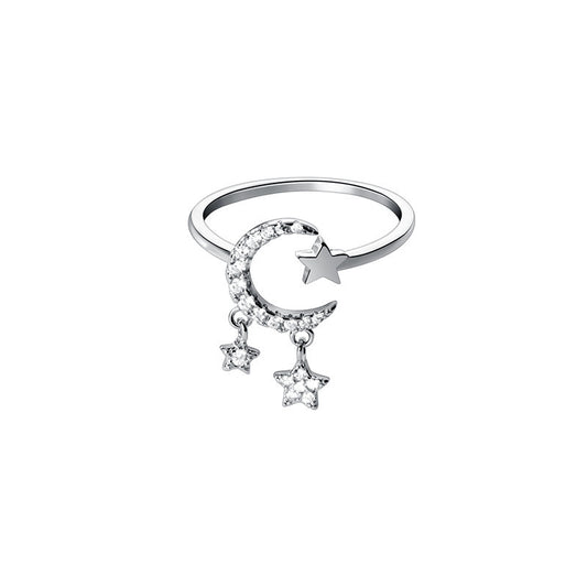 Crescent Star Drop Ring