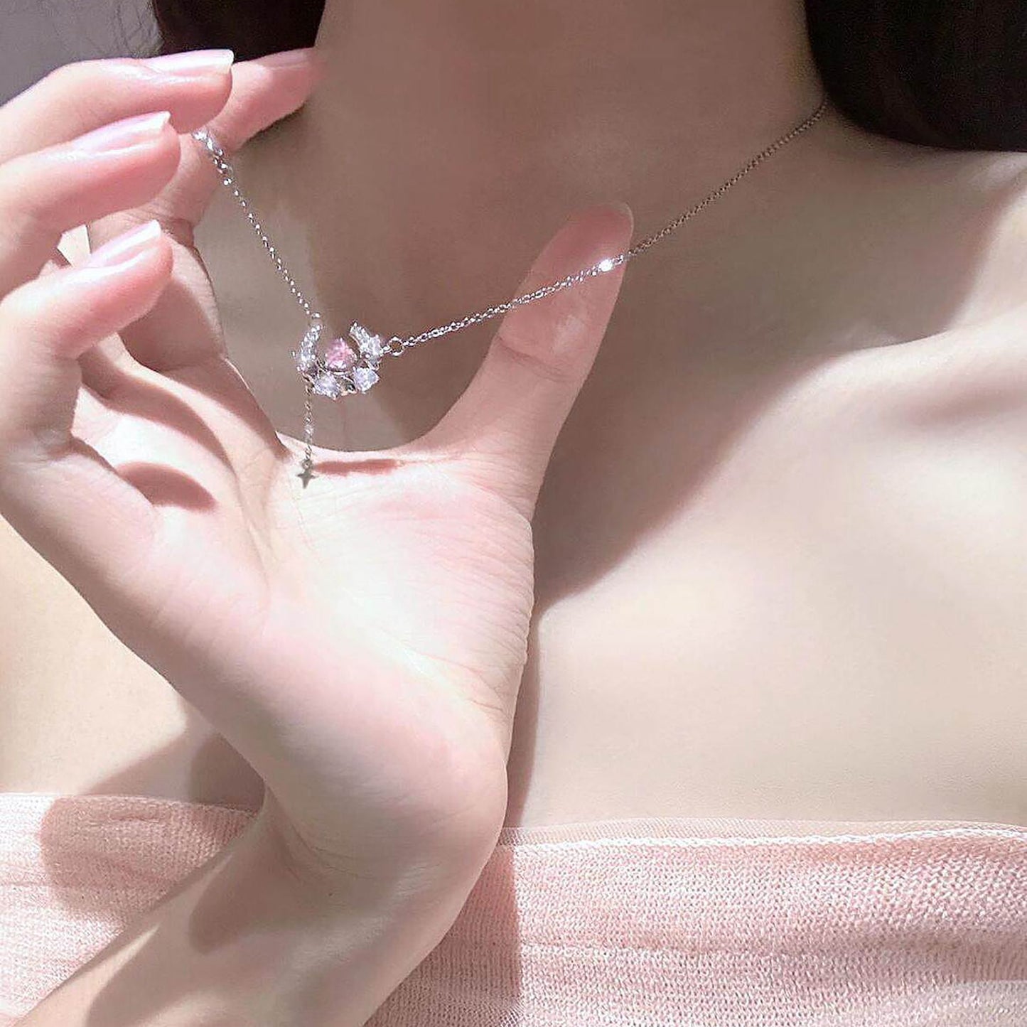 Crescent Star Drop Necklace