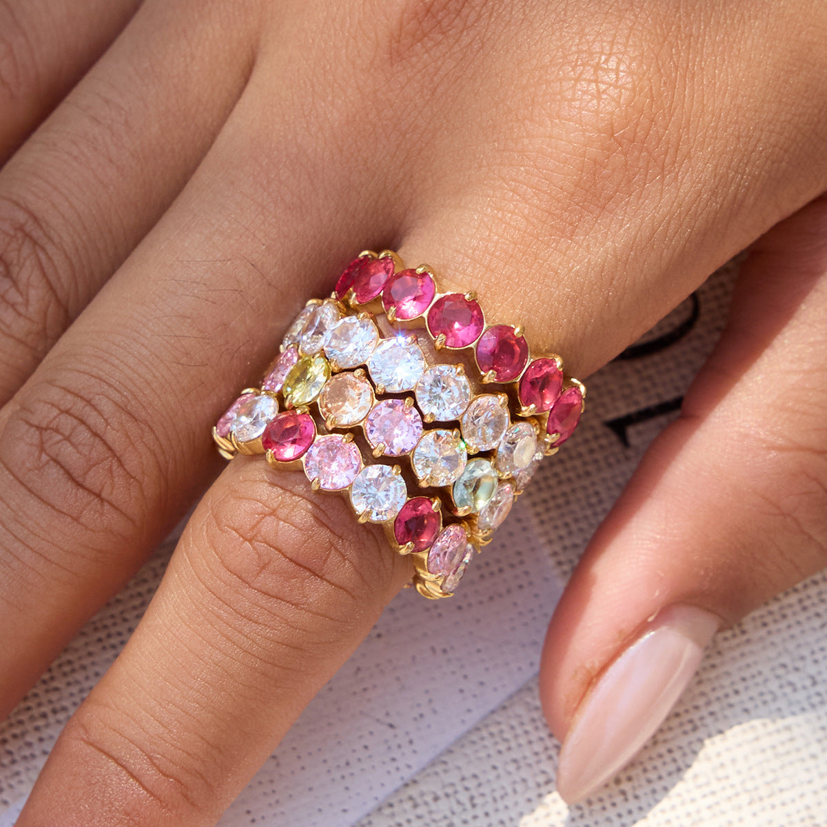 Rainbow Gem Sparkle Ring