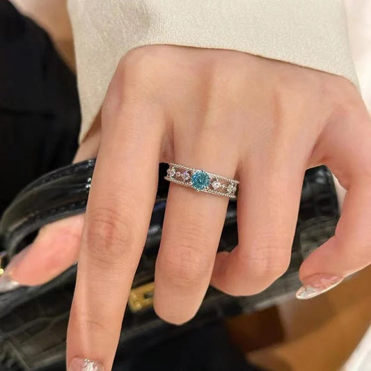Blue Fireworks cut ring