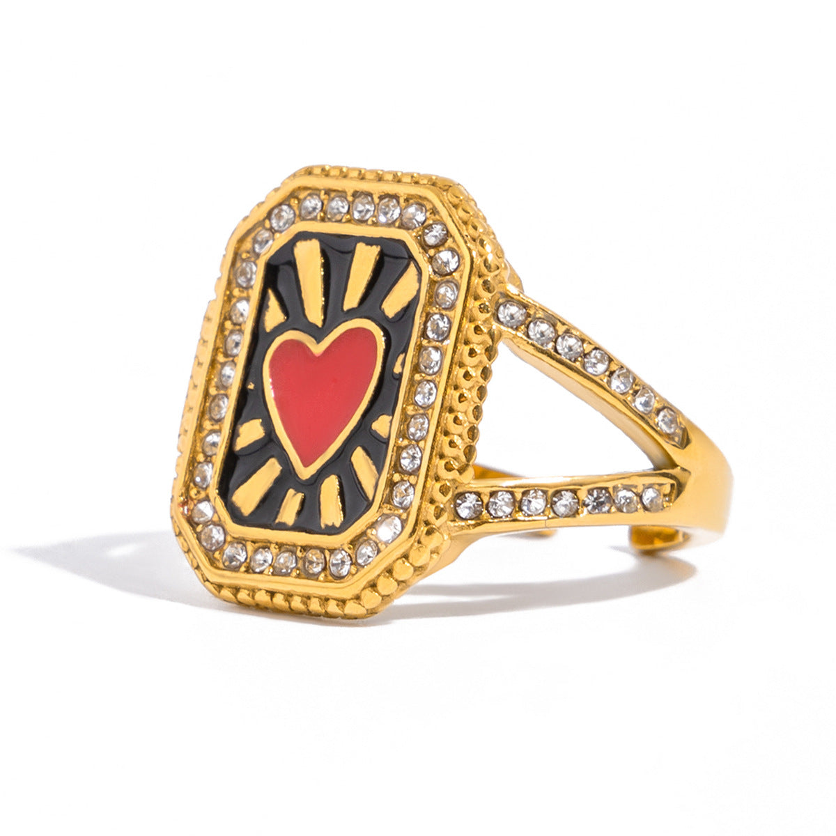 Vintage Enamel Heart Ring