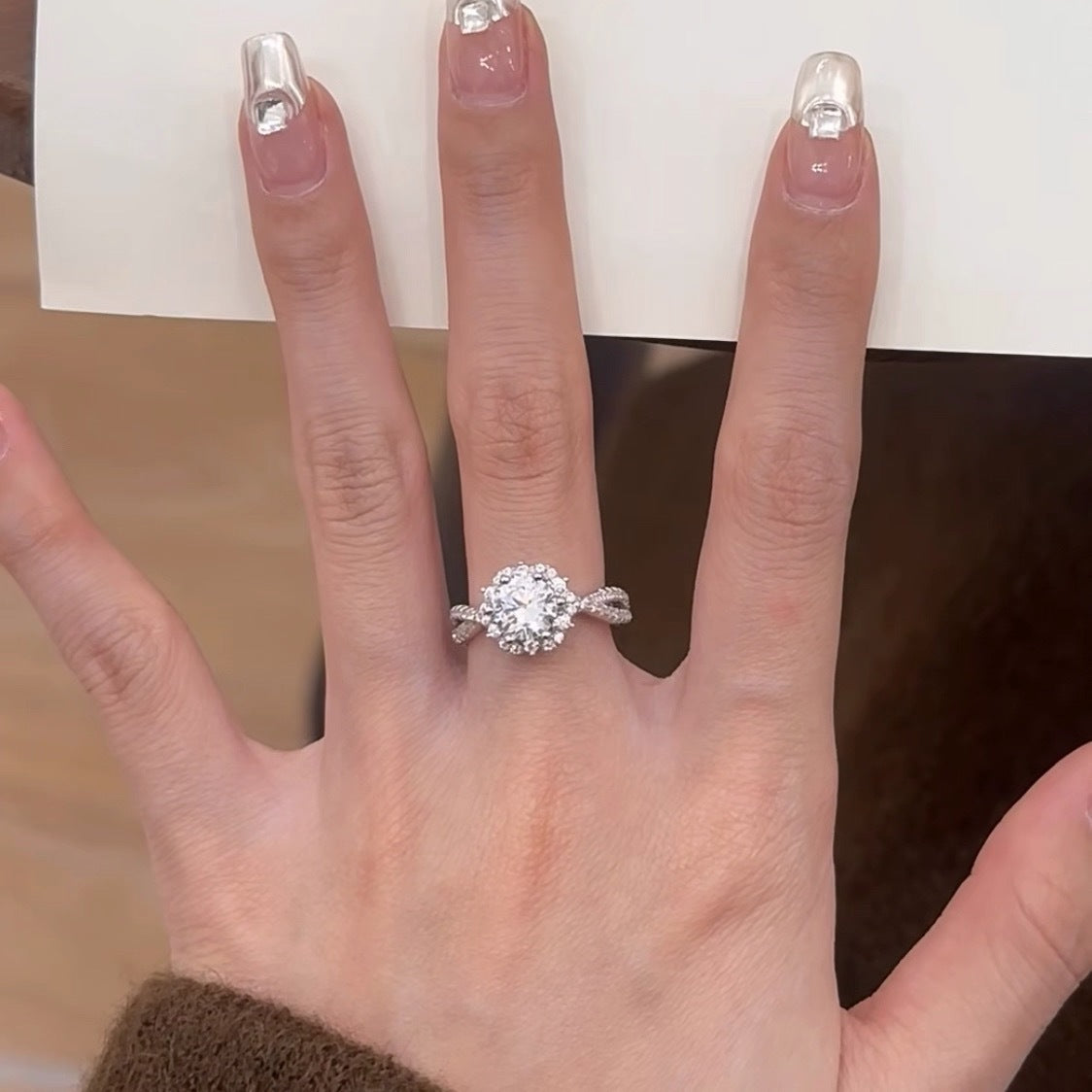 Halo Sparkle Moissanite Ring