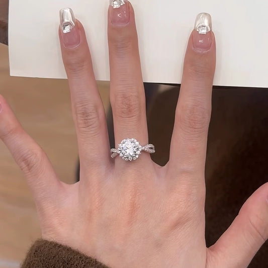 Halo Sparkle Moissanite Ring