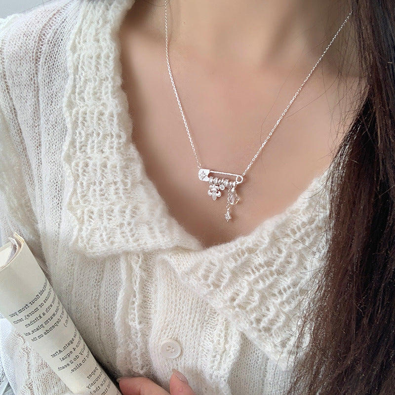 Crystal Pin Drop Necklace