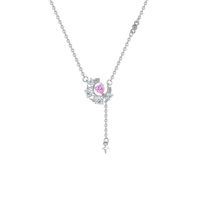Crescent Star Drop Necklace
