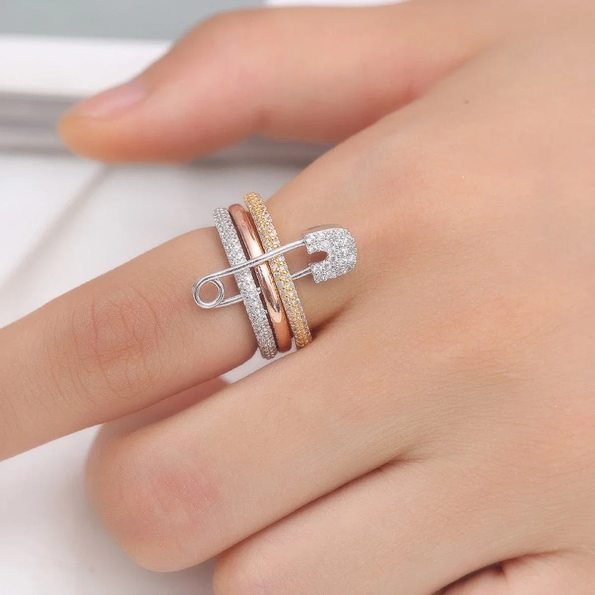 Pin Stack Shine Ring