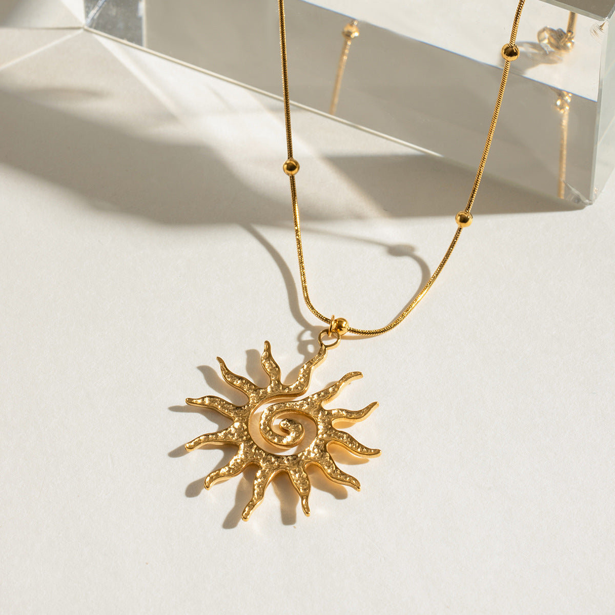 Spiral Sun Gold Necklace