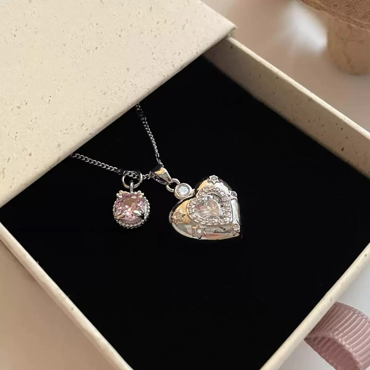 Pink Locket Pendant Necklace
