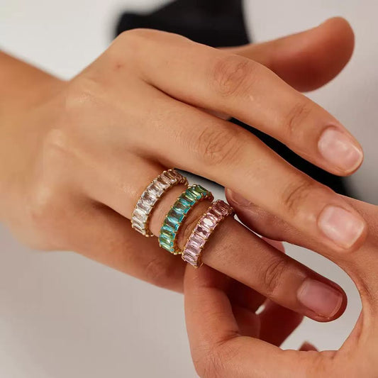 Rainbow Eternity Ring Set
