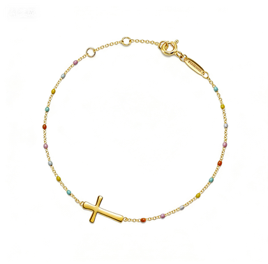 Cross Boho Color Bead Bracelet