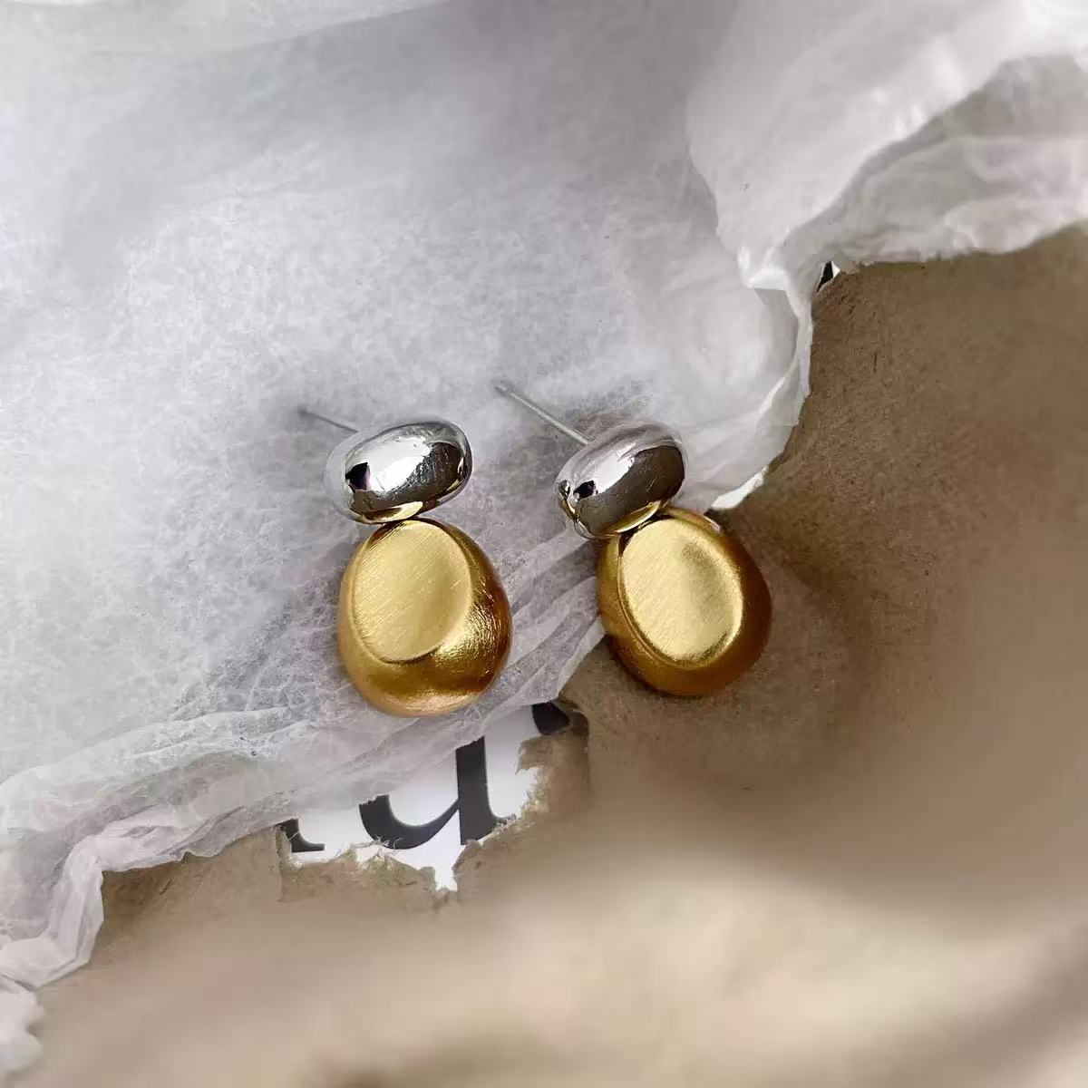 Mixed Metal Dangle Earrings