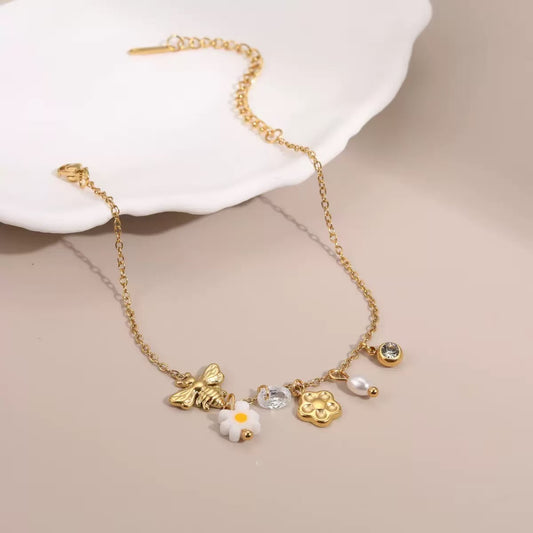 Bee & Flower Necklace Set