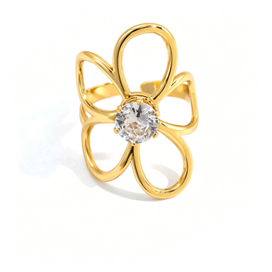 Dainty Flower Crystal Ring