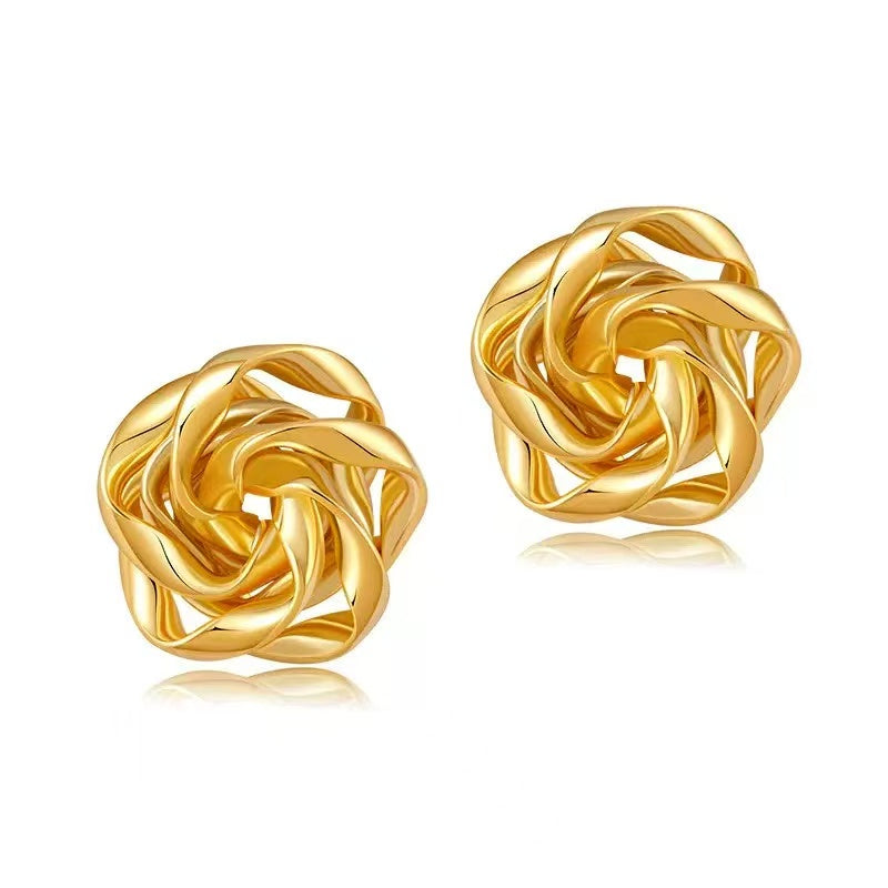 Gold Rose Earrings