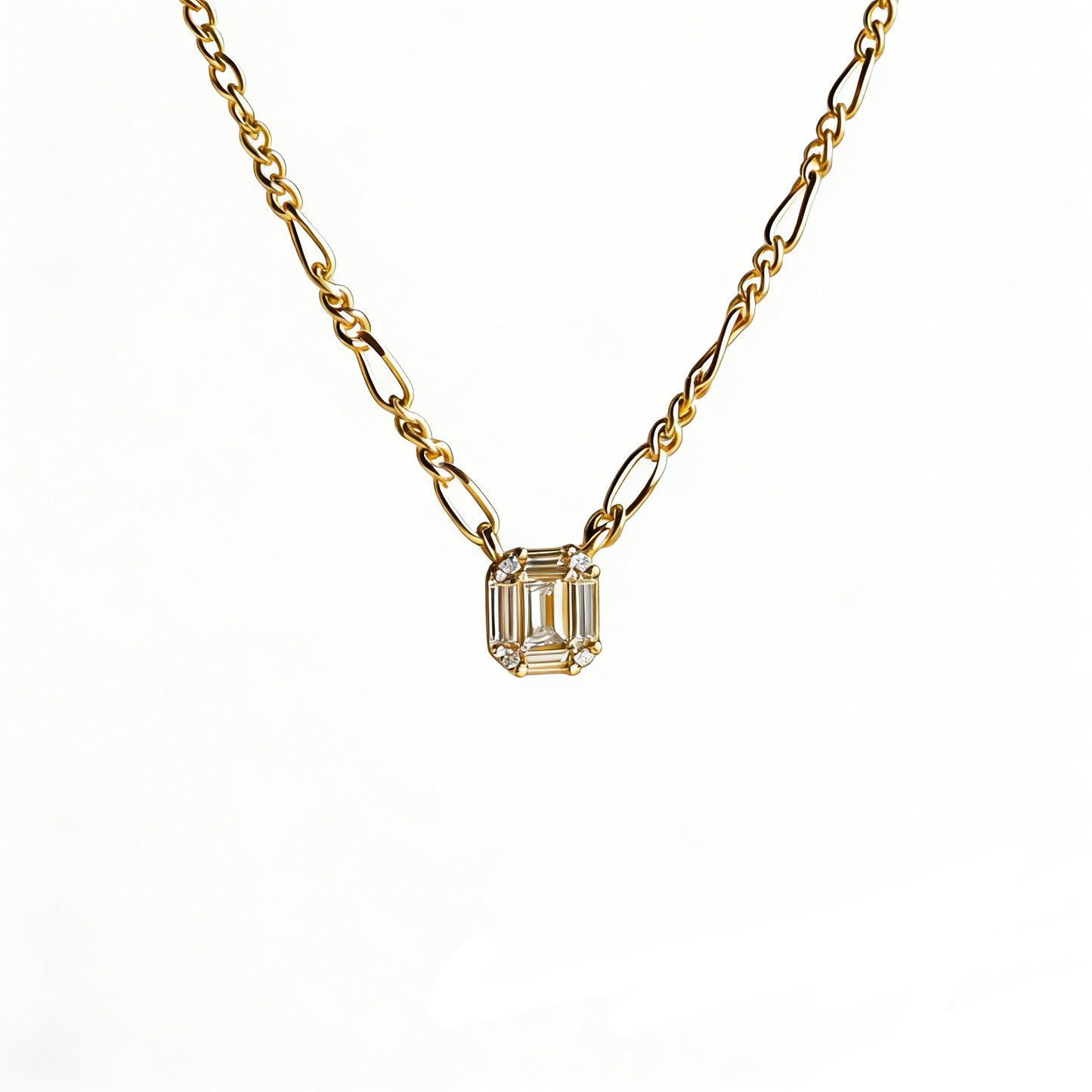 Square Diamond Pendant Necklace