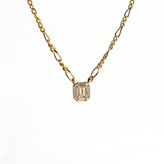 Square Diamond Pendant Necklace