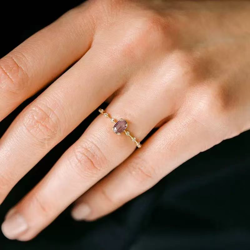Natural Purple Crystal Ring
