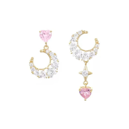 Lustrous Moon Star Earrings