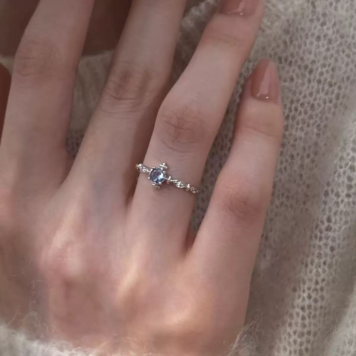 Natural Blue Crystal Ring