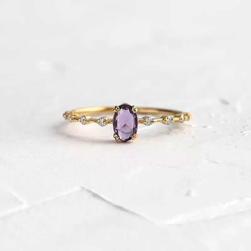 Natural Purple Crystal Ring