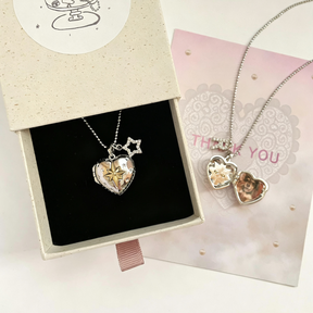 Star Heart Memory Locket Necklace