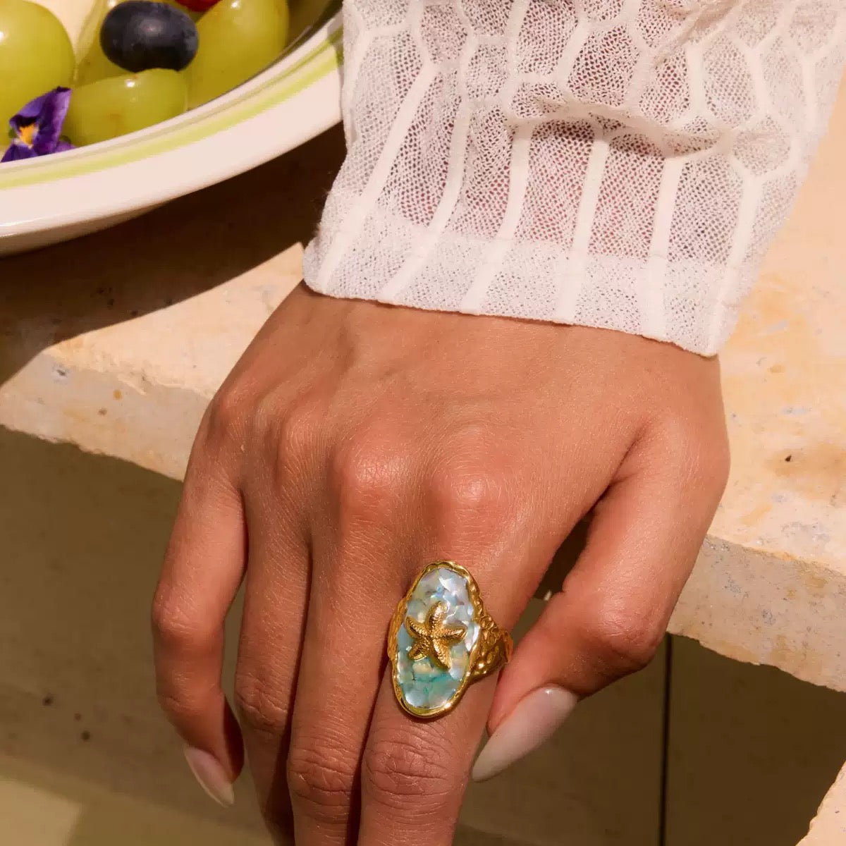 Blue Starfish Ring