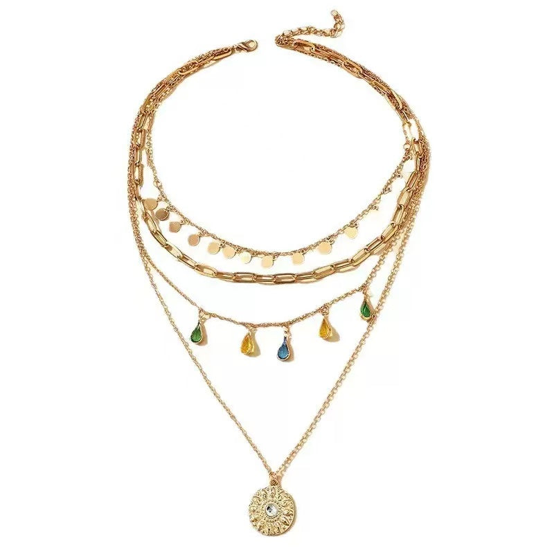 Circle Fringed Multi-layered Necklace