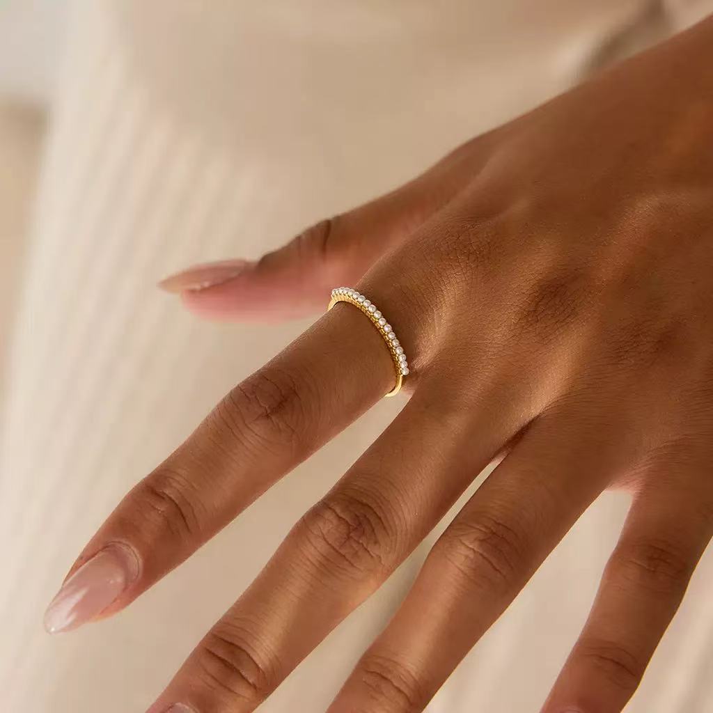 Half Eternity Pearl Ring