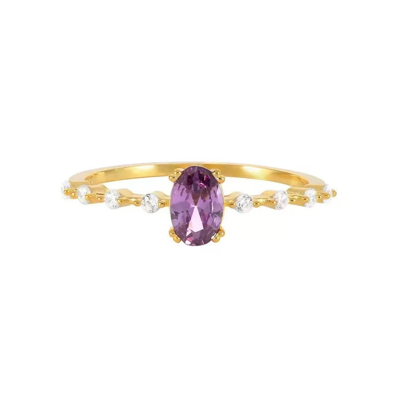 Natural Purple Crystal Ring