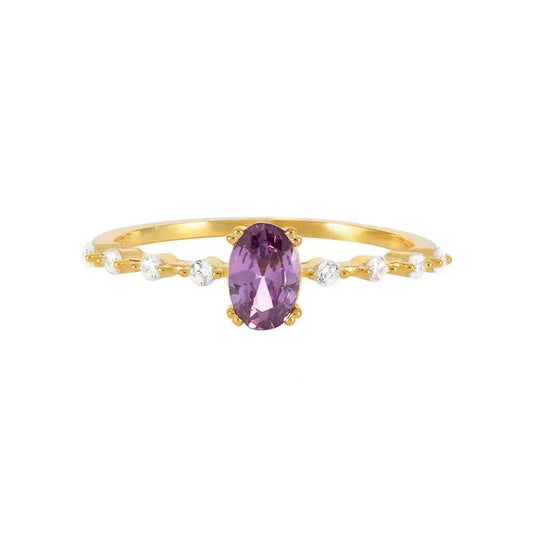 Natural Purple Crystal Ring