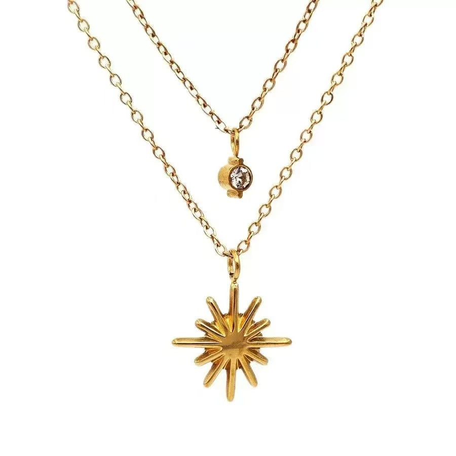 Diamond  Starburst Layered Necklace