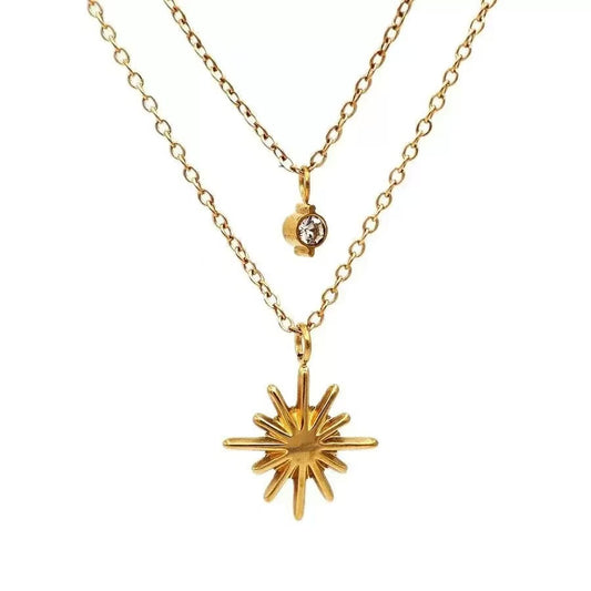 Diamond  Starburst Layered Necklace