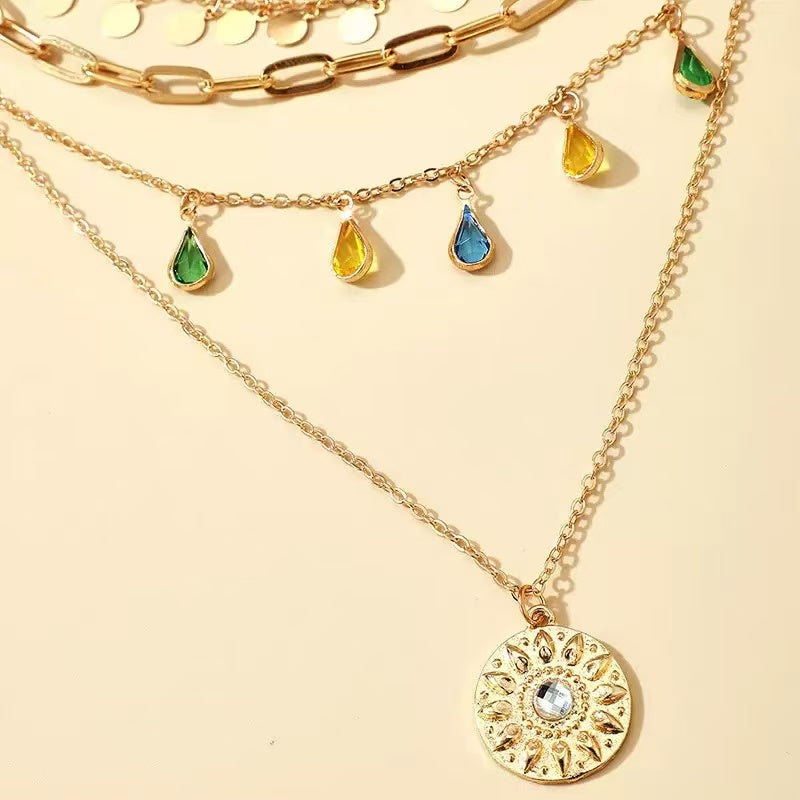 Circle Fringed Multi-layered Necklace