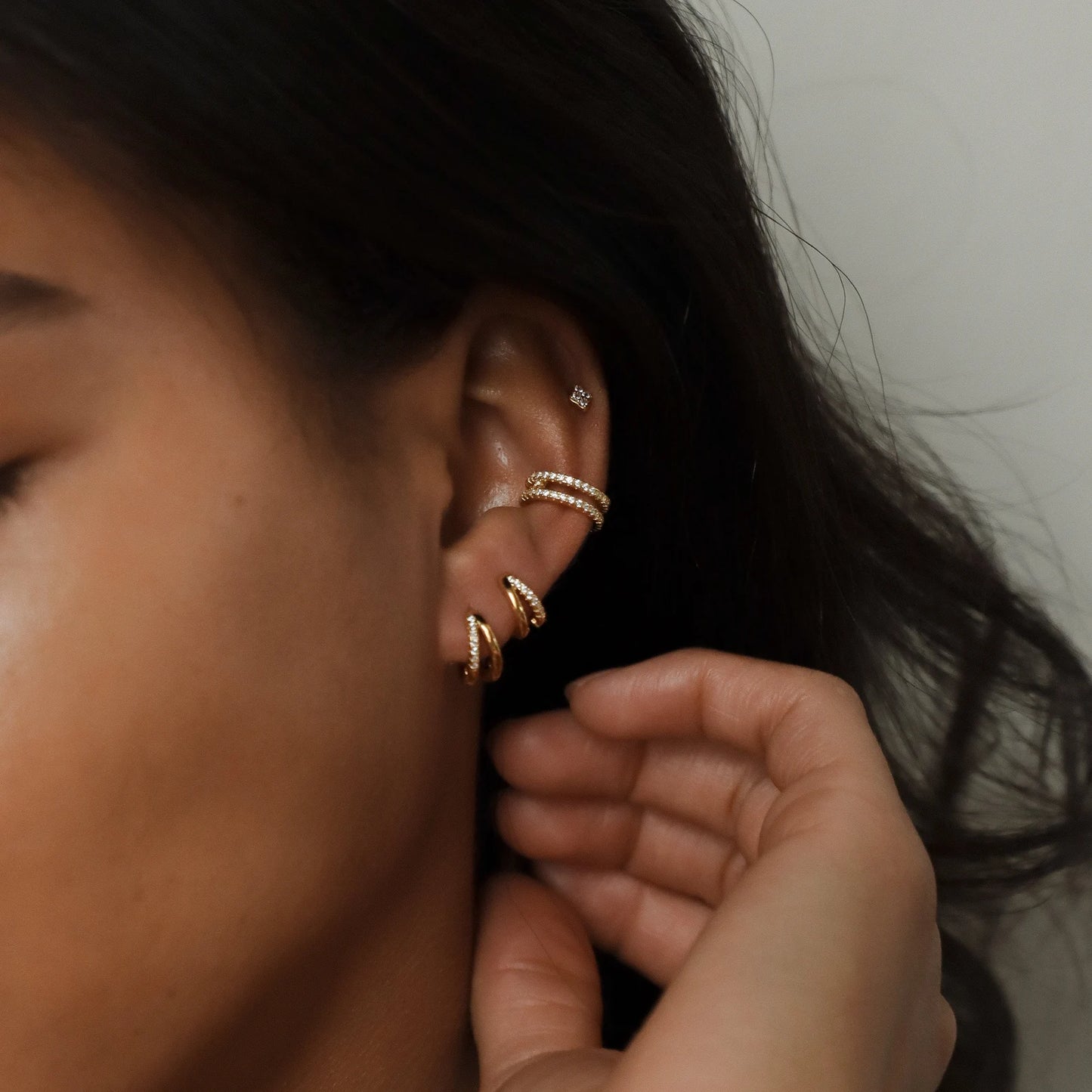 Double Hoop Huggie Earrings