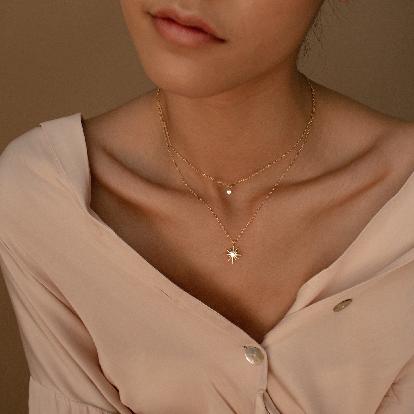 Diamond  Starburst Layered Necklace