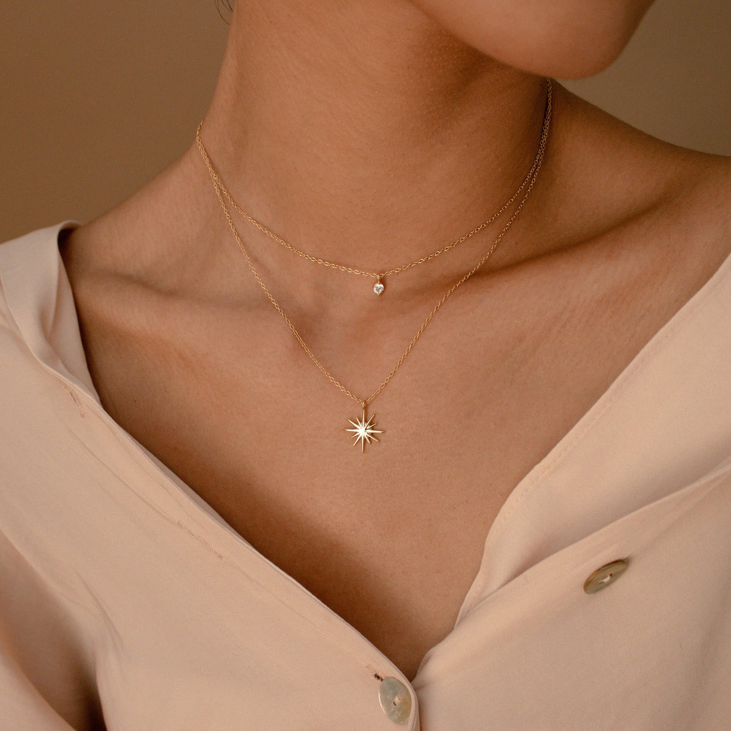 Diamond  Starburst Layered Necklace